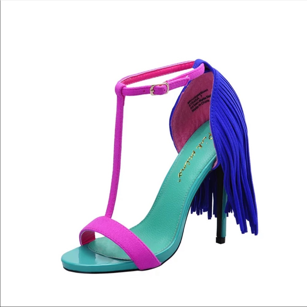 Multi-color fringe heels🔥